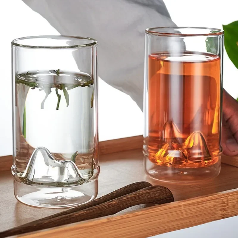 Чашка из двухслойного стекла объемом 500 мл с видом на горы, чашки для чая из боросиликатного стекла, чашки для домашнего кофе, воды, молока, сока
