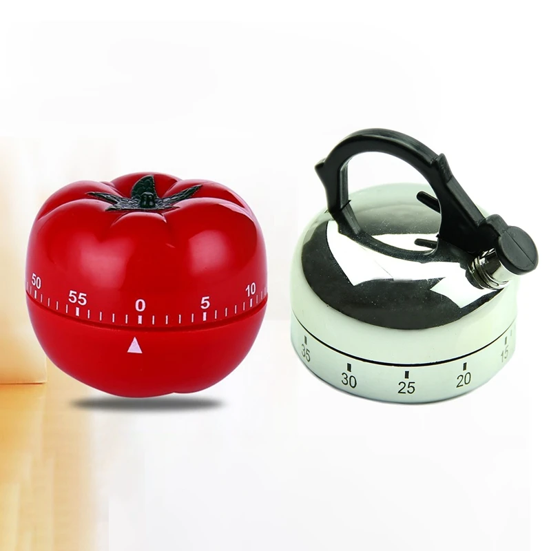 2 шт. Кухонный будильник в форме чайника/помидора с 60-минутным подсчетом, Таймер для приготовления пищи, Механический