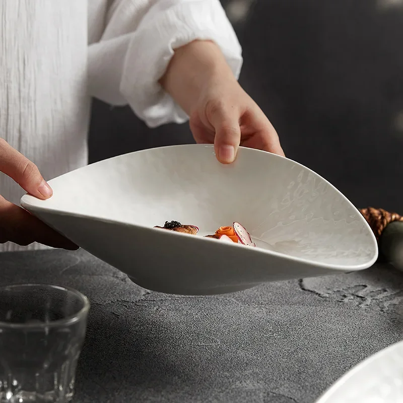 Тарелка-миска домашняя креативная керамическая тарелка современная простая высококачественная легкая роскошная белая салатница для фруктов