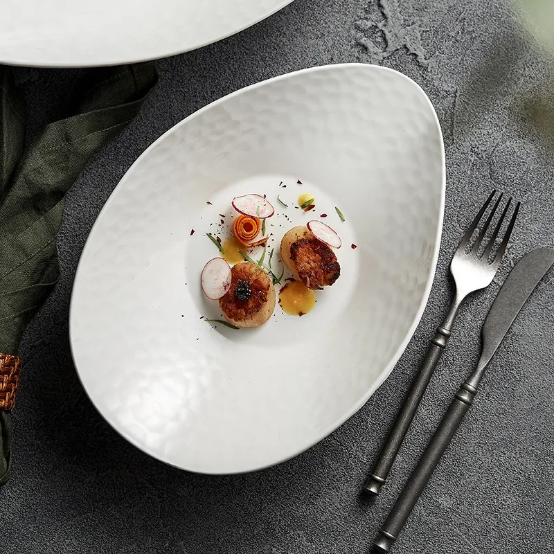 Тарелка-миска домашняя креативная керамическая тарелка современная простая высококачественная легкая роскошная белая салатница для фруктов