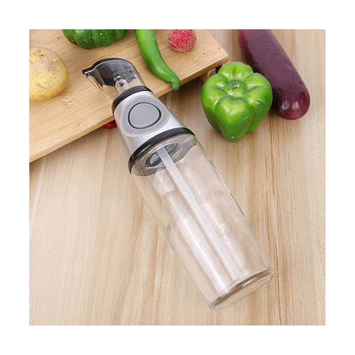 2ШТ Бутылка-дозатор оливкового масла со шкалой для измерения масла для приготовления соуса для розлива в бутылки из прозрачного стекла для масла