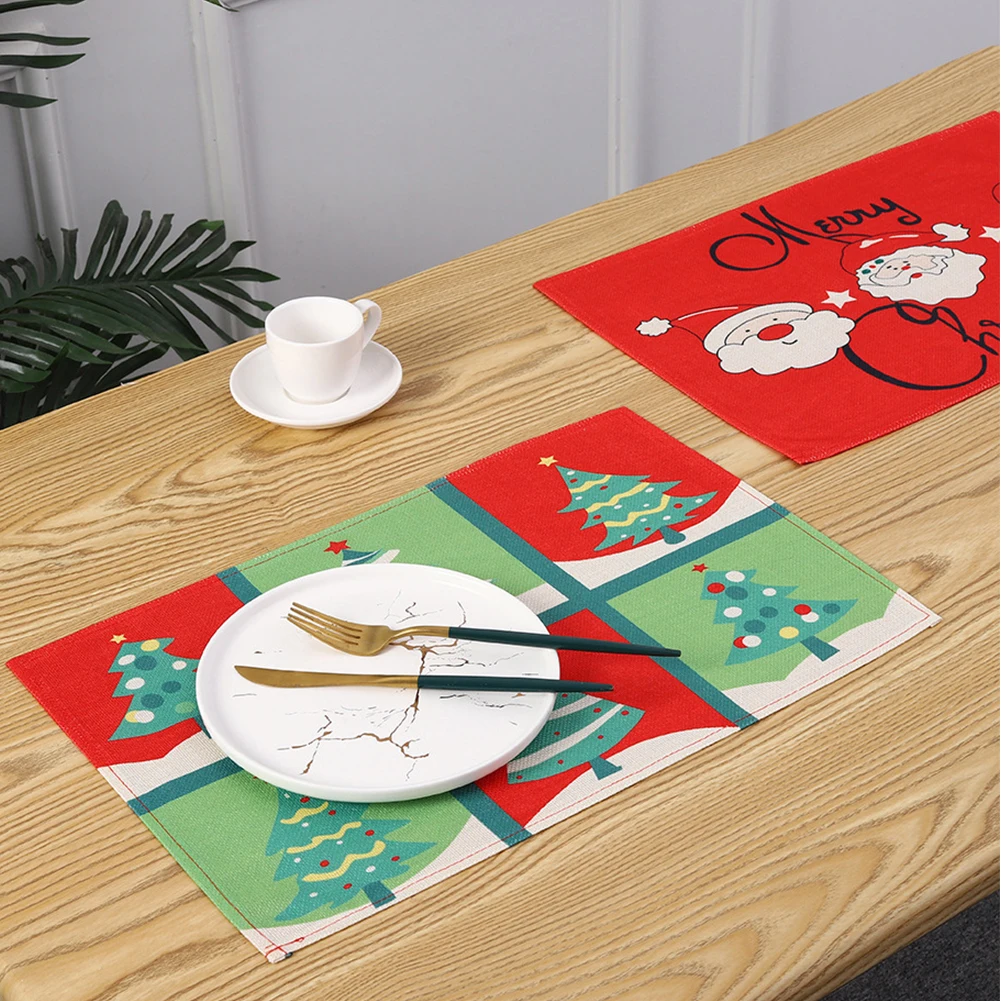 6 шт. рождественских салфеток Набор рождественских ковриков для кухонных обеденных столов Украшения праздничной вечеринки