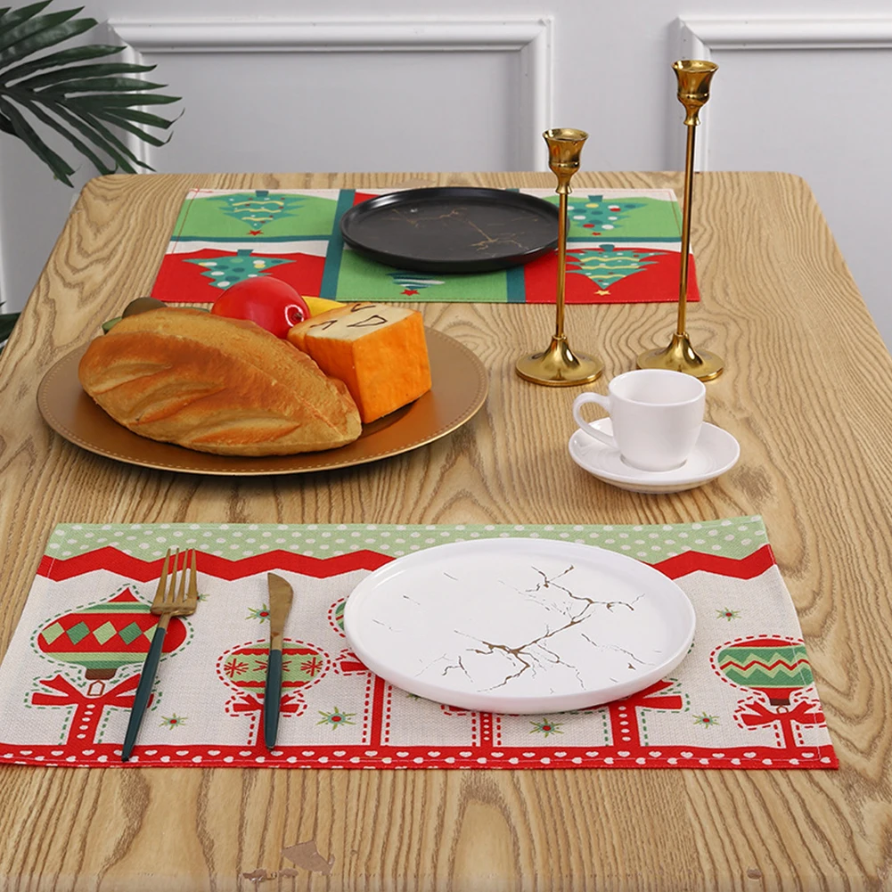 6 шт. рождественских салфеток Набор рождественских ковриков для кухонных обеденных столов Украшения праздничной вечеринки