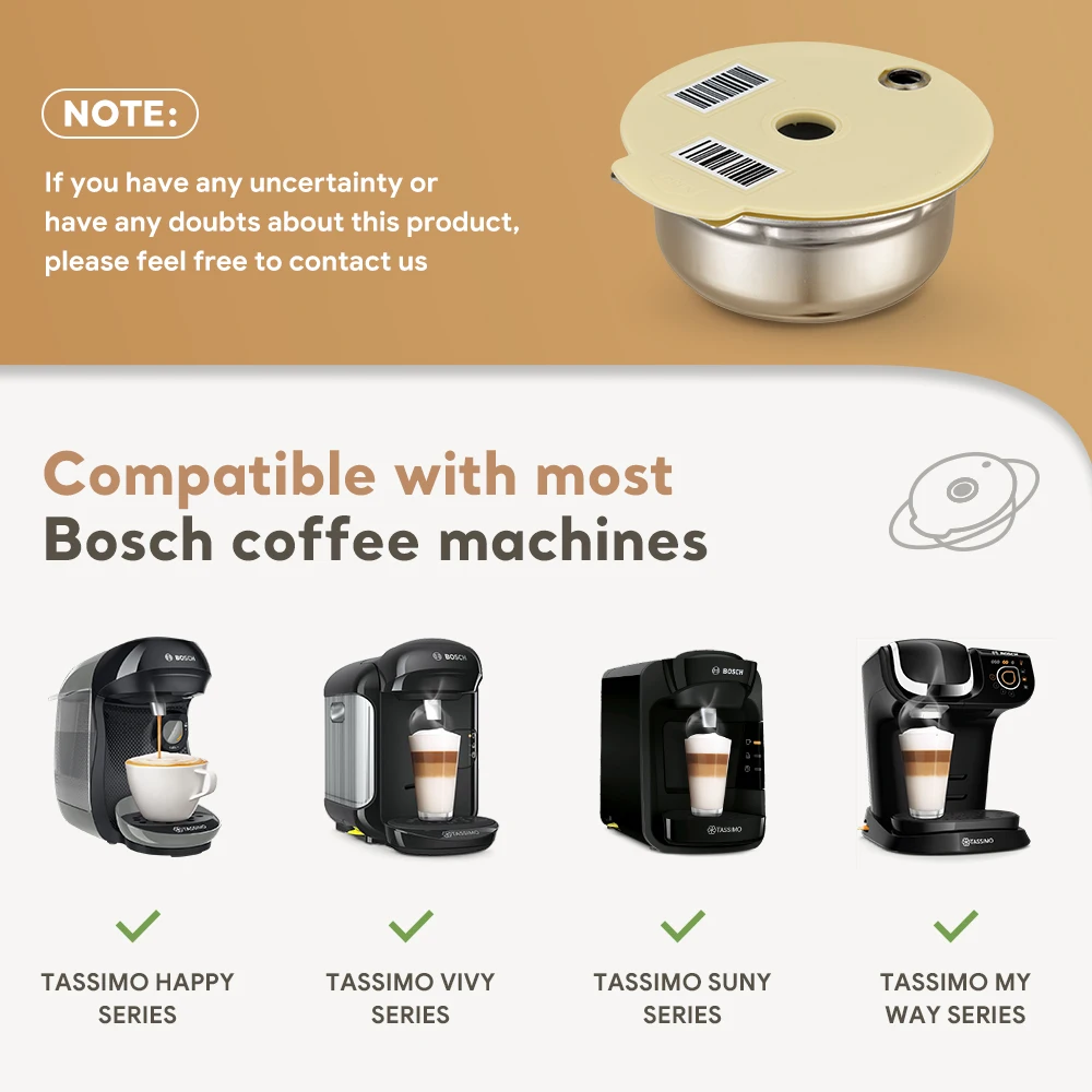 Многоразовая коробка для кофейных капсул Bosch из нержавеющей стали, применяемая к силиконовой крышке кофемашины Bosch Tassimo environmental