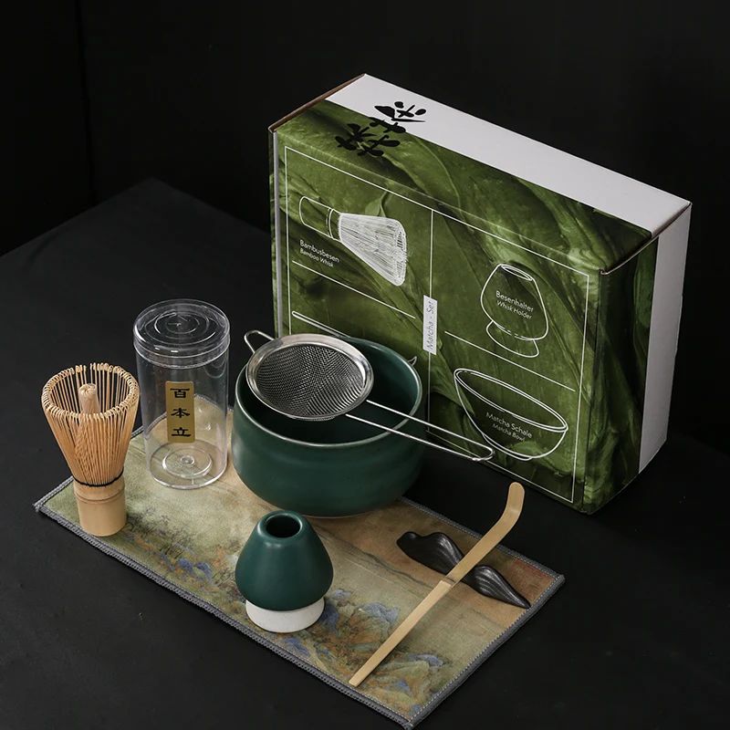Японские чайные сервизы чаша для смешивания матча с бамбуковым миксером матча (слуховые поля) ложка (чашаку) для перемешивания матча чайный сервиз китайский