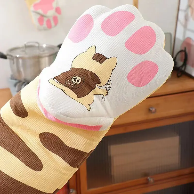 Изоляционные перчатки с милыми кошачьими лапками для микроволновой печи - Набор для выпечки на одну кухню