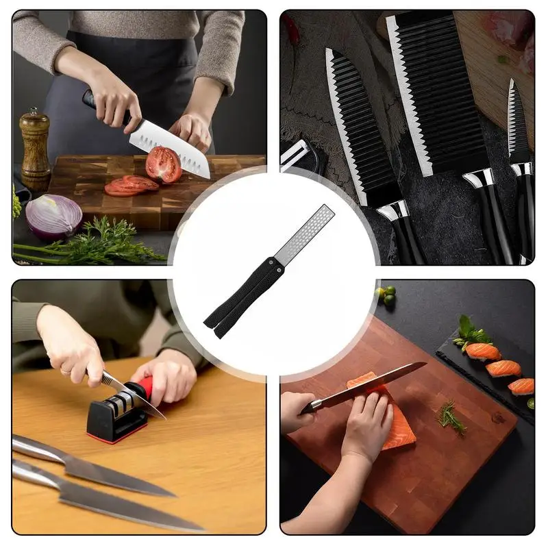Точилка для кухонных ножей, Двусторонний Бытовой Точильный камень, Уличный инструмент для заточки ножей, Цветочный Складной инструмент для заточки ножей