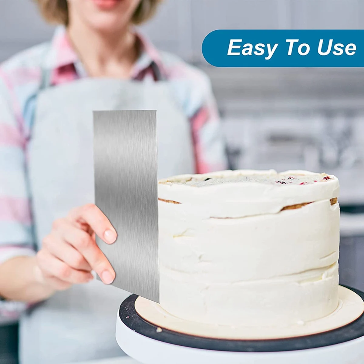 10-дюймовый скребок для торта из нержавеющей стали, большая кромка, полоса, скребок для сглаживания краев, гребень для украшения торта, скребок для торта