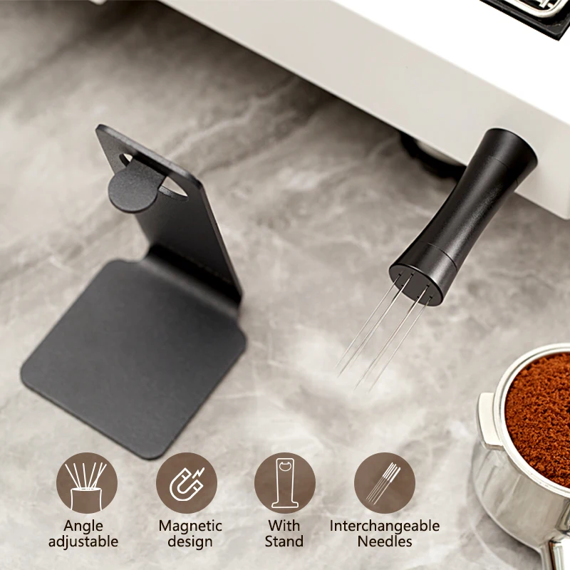 Инструменты для приготовления эспрессо WDT, Мешалка для эспрессо с регулируемым углом наклона, Насадка для приготовления эспрессо с магнитами и подставкой