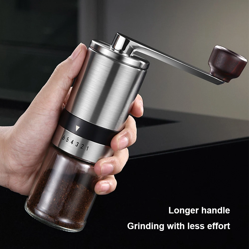 Ручная кофемолка для измельчения кофейных зерен из нержавеющей стали, керамический заусенец с рукояткой, съемный для дома/офиса/кемпинга/путешествий