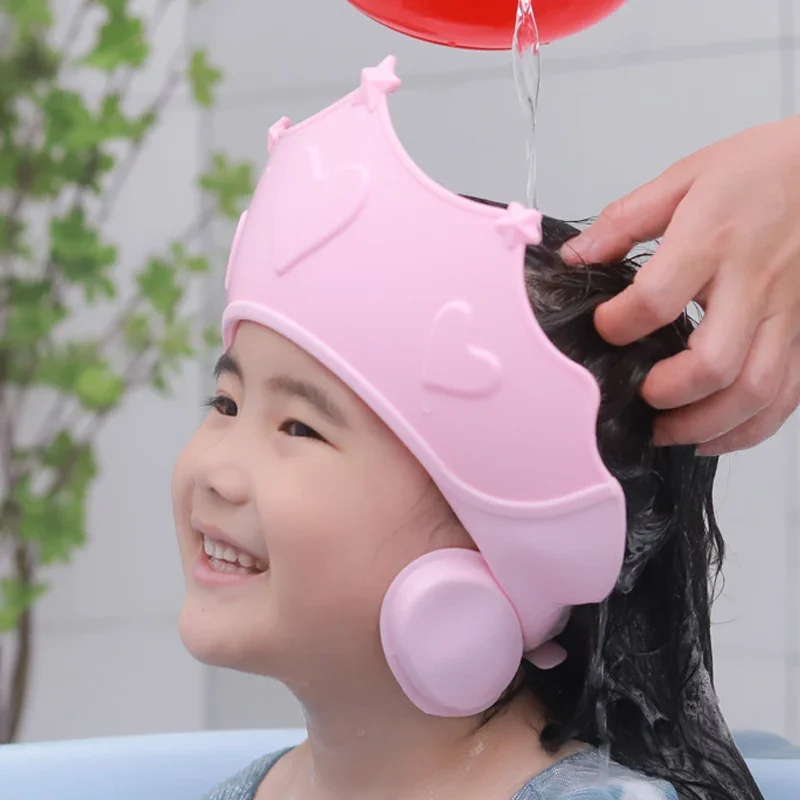 Мягкая шапочка для душа ребенка Регулируемая шапочка для мытья волос Для детей Защита ушей Безопасный детский шампунь для купания Защита головы от душа