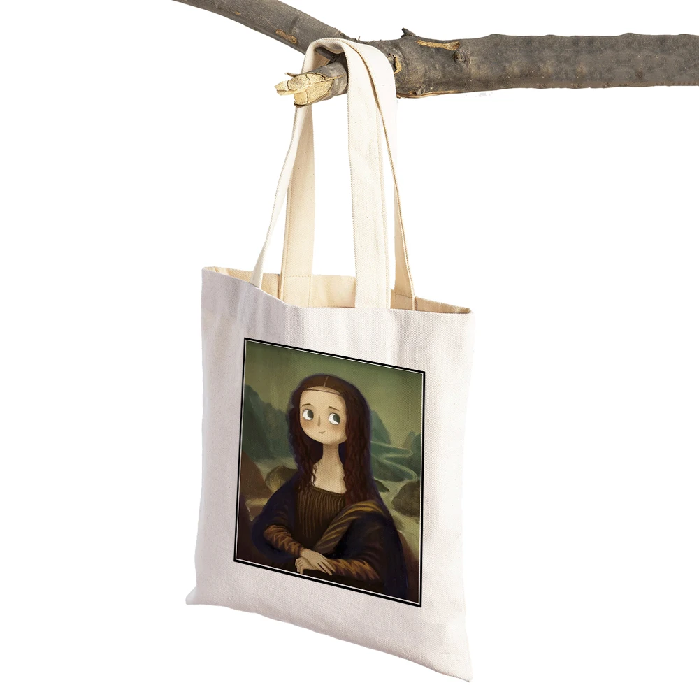 Винтажный европейский стиль, знаменитый холст для рисования, сумка для покупок в супермаркете, сумка-тоут, повседневные женские сумки для покупок с двойным принтом