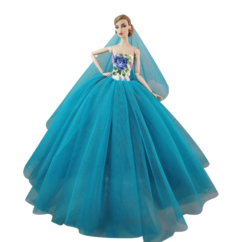Официальный NK, 1 шт., синий чехол Drfess для модной одежды Barbie, цельный, в окружении множества свадебных платьев принцессы с большой юбкой