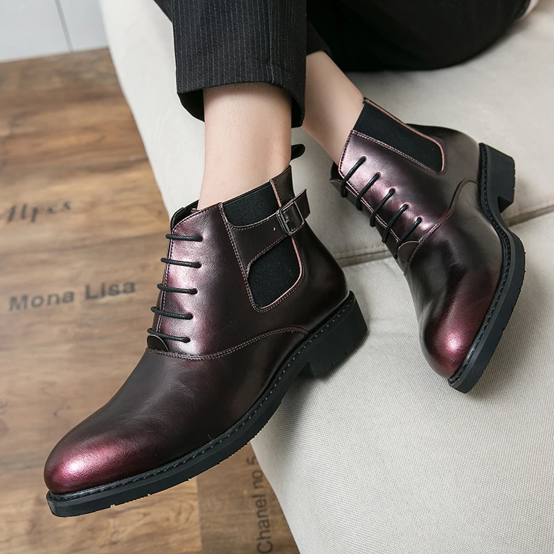 Корейская версия мужских ботинок-дезертиров, зимние меховые теплые ботильоны на шнуровке, винтажные деловые модельные туфли, кожаная повседневная обувь для мужчин