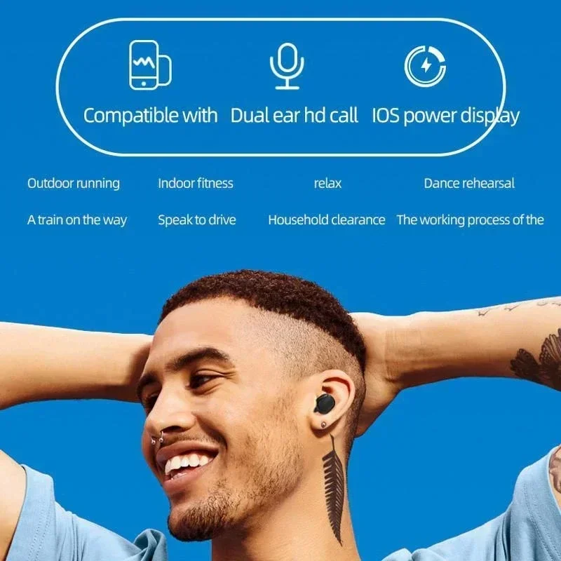 Беспроводные наушники-беспроводная Bluetooth-гарнитура громкой связи с микрофонами, спортивные наушники-вкладыши с шумоподавлением