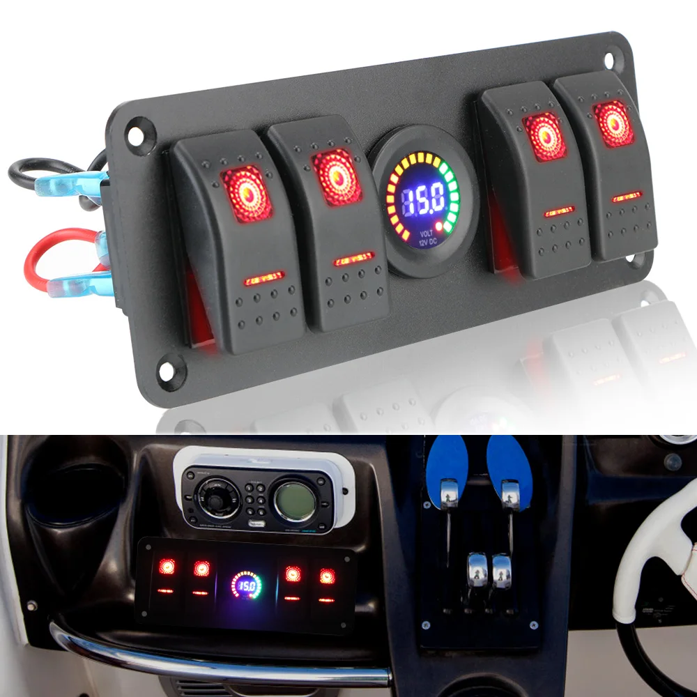 Автоматический выключатель, светодиодный вольтметр для автомобильной розетки, комбинированный выключатель на панели, двойной выключатель света