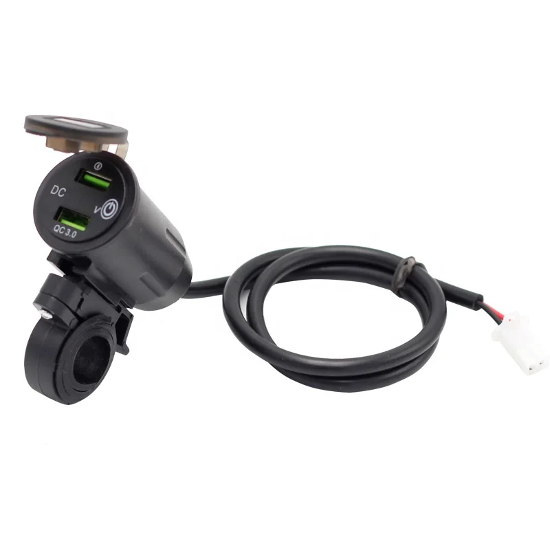USB-зарядное устройство для мотоцикла Knight handlebar автомобильное зарядное устройство с двумя USB-устройствами для быстрой зарядки QC3.0 с дисплеем напряжения