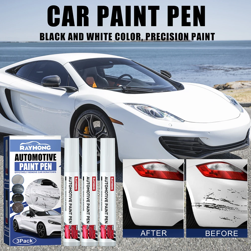 3шт Новая ручка для ремонта автомобильных царапин, ручки для автоматической подкраски, Белые, подходят для удаления автомобильных царапин, Универсальные для большинства моделей