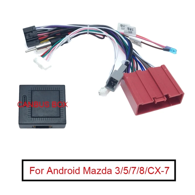 Автомобильный аудиосистема 16PIN адаптер шнура питания Аудио жгут проводов с коробкой Canbus для Mazda 3 5 6 8 CX-7 2008-2015