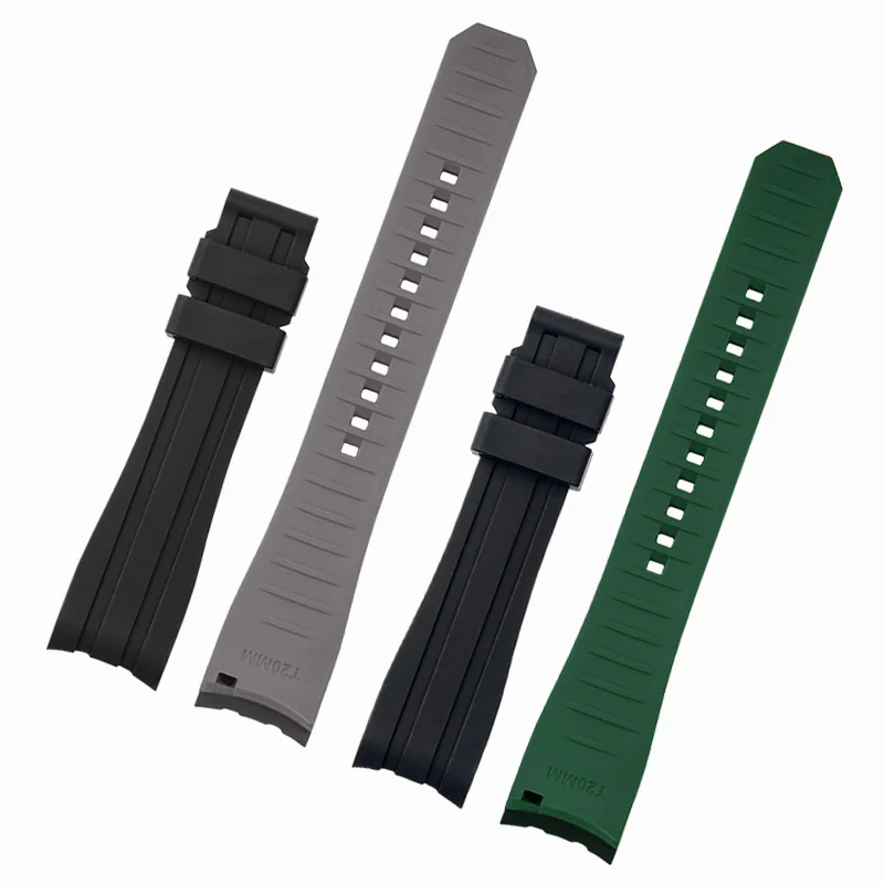 Двухцветный силиконовый ремешок Rolex Citizen Seiko, аксессуары для мужских часов, ремешок для часов с дугообразным выступом, браслет, ремешок для часов 20 мм 22 мм