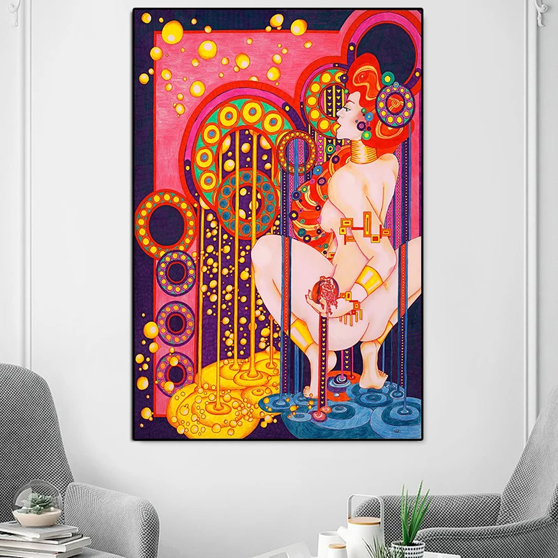Австрия Цветные фигурки Густава Климта, абстрактное искусство, картина маслом на холсте, украшение дома, настенные картины для гостиной, спальни