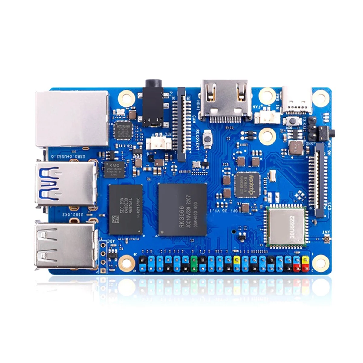 Для Orange Pi 3B Development Board Чип RK3566 Четырехъядерный 64-Разрядный процессор 5V 3A Power 4G + 256GB eMMC с ЕС