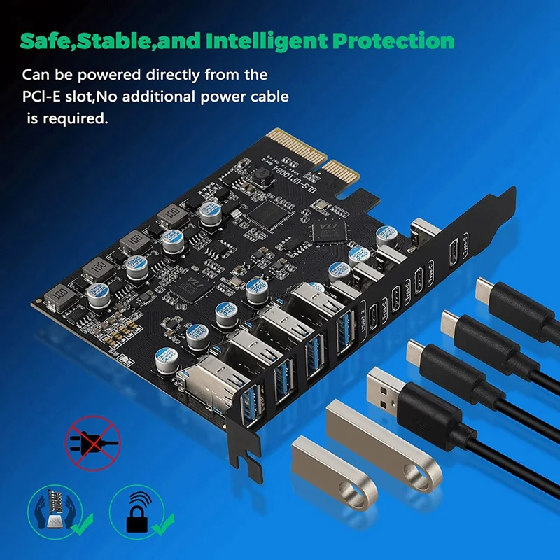 1 комплект 8 портов USB Pcie карты PCIE карты расширения USB к Pcie адаптеру для ПК-ноутбука Windows 7/8/10/Linux