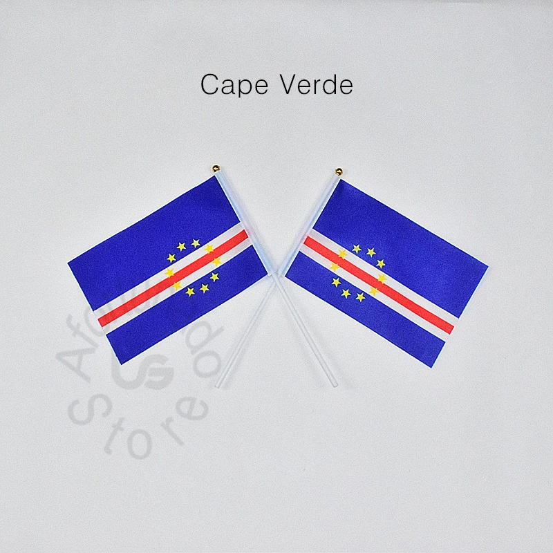 Кабо-Верде 14 *21 см, 10 шт, баннер, размахивающий флагом, национальный флаг для встречи, парада, вечеринки.Подвешивание, украшение