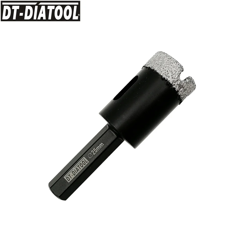 DT-DIATOOL 1шт Диаметром 25 мм Алмазная Кольцевая Пила Сверла Коронки Для Керамической Плитки Алмазные инструменты Сухие Коронки Для Бурения С Шестигранным хвостовиком