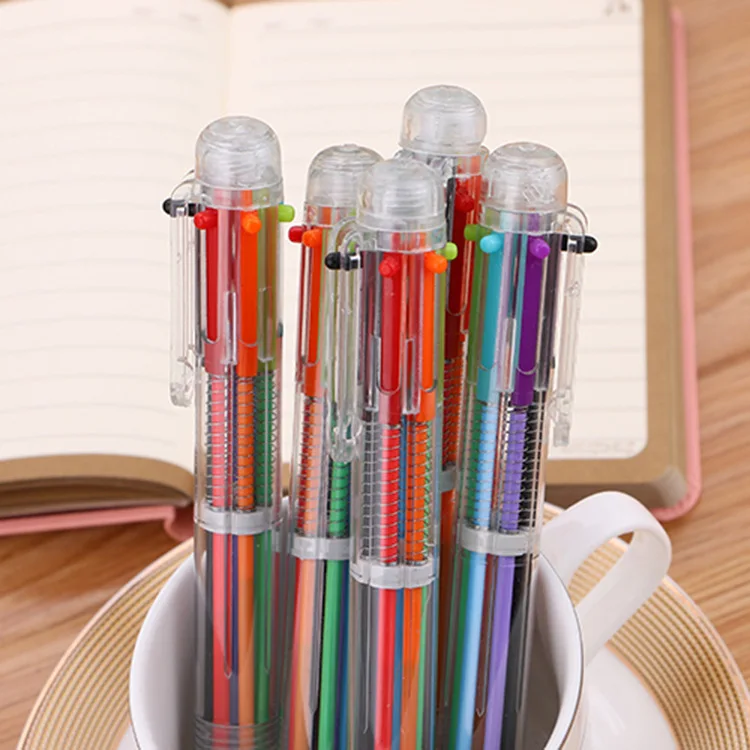 Креативная прозрачная ручка в виде ракушки 6-цветная шариковая ручка со средним маслом, милый студенческий многоцветный канцелярский инструмент для письма