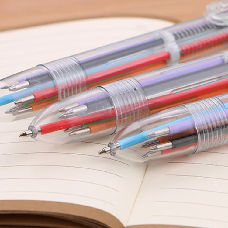 Креативная прозрачная ручка в виде ракушки 6-цветная шариковая ручка со средним маслом, милый студенческий многоцветный канцелярский инструмент для письма