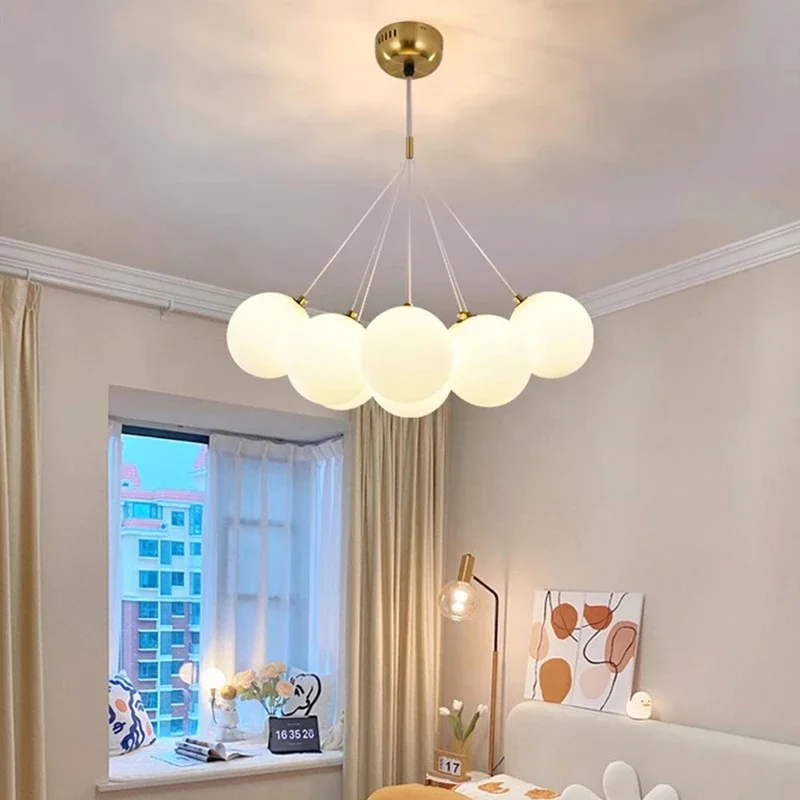 Потолочная люстра с разноцветным шаром из скандинавского матового стекла Для гостиной, столовой, спальни, подвесной светильник с пузырьковым декором, Светильник