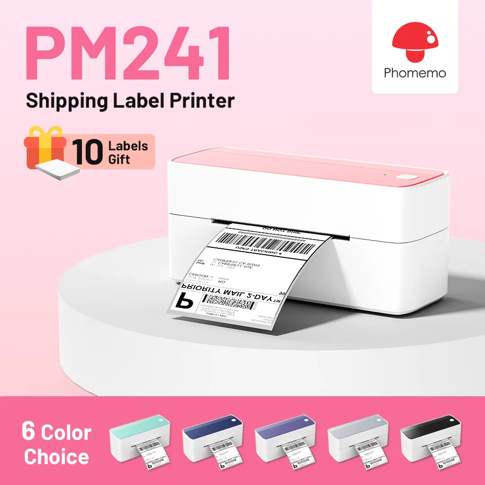 Принтер этикеток для доставки Phomemo PM-241 118 мм, беспроводной термопринтер этикеток Bluetooth, совместимый с iPhone Android Mac Windows