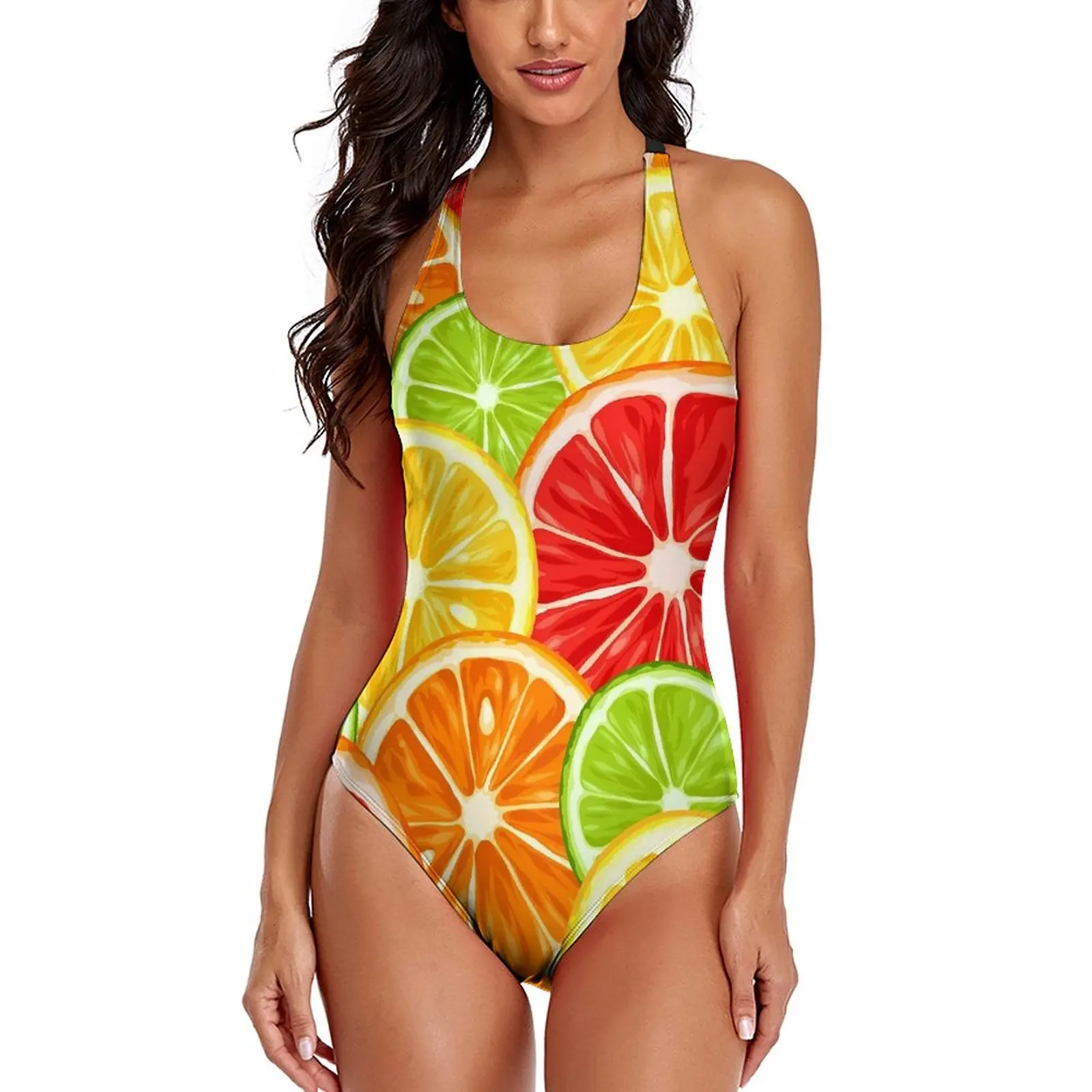 Купальник с цветными апельсинами, купальники с фруктовым принтом, цельный монокини, Сексуальные стильные пляжные наряды для ванной, большой размер