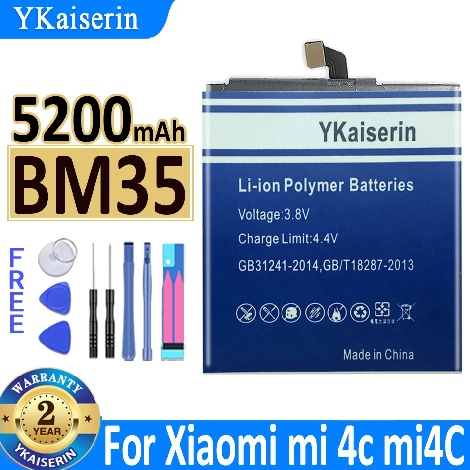 YKaiserin BM46 BN41 BM22 BM35 Аккумулятор Для Xiaomi Mi 4C M4C 5 M5 Для Redmi Note 3 4 4X Pro bateria + НОМЕР трека