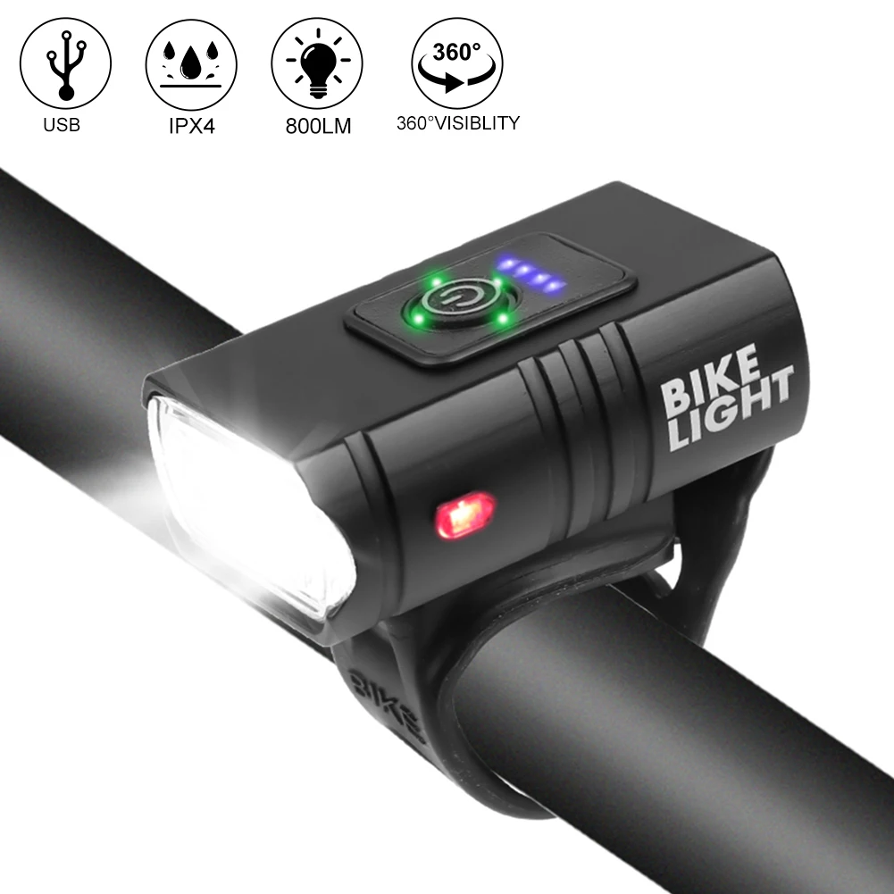  Светодиодный велосипедный фонарь передний USB Перезаряжаемый MTB Лампа для горного велосипеда 800ЛМ Велосипедная фара Велосипедный фонарик Аксессуары для велосипедов