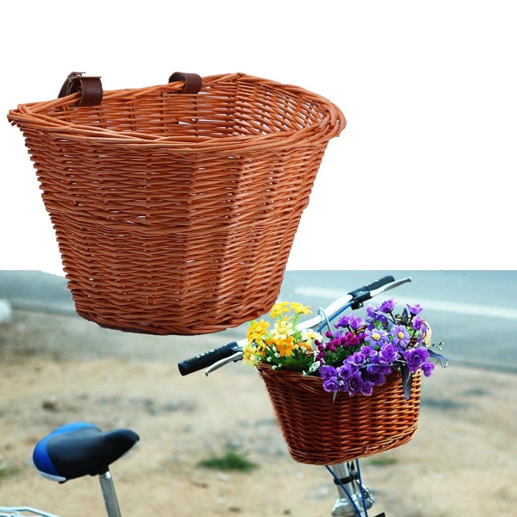 Велосипед, самокат, Винтажная Плетеная Корзина, Установленная на Переднем руле велосипеда, Ретро Корзина для хранения