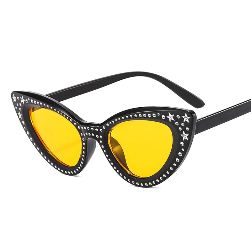 Винтажные Солнцезащитные очки с кристаллами Cat Eye, женские Солнцезащитные очки 2023, Новые Сексуальные Маленькие Солнцезащитные Очки Cat Eye, Оттенки очков со стразами, Oculos