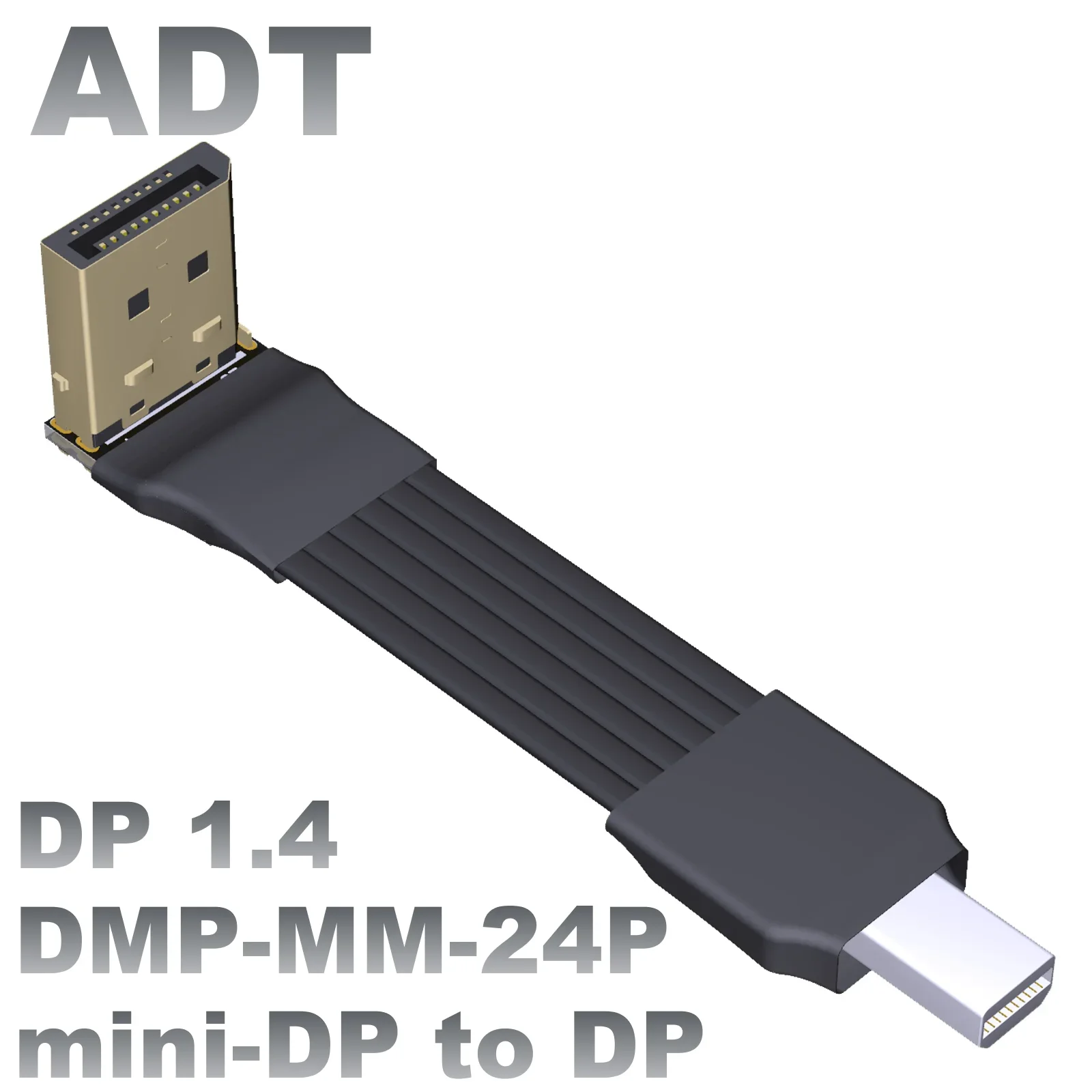 Удлинительный кабель DP от мужчины к мужчине Mini-Displayport DP1.4 Угловой Плоский Тонкий Кабель Для подключения видеокарты ADT