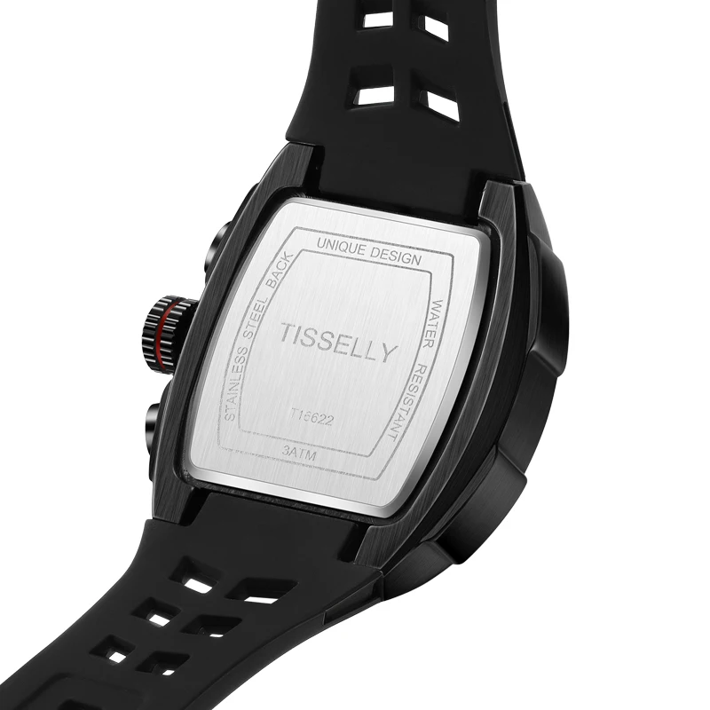 Часы с хронографом оригинального бренда TISSELLY для мужчин, студенческие часы с каучуковым ремешком, светящиеся часы para hombre, Китайская часовая фабрика