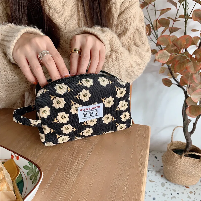 Пенал в стиле ретро, канцелярская сумка, кавайный цветочный пенал для девочек, студенческая сумка для карандашей, сумка-органайзер для косметики