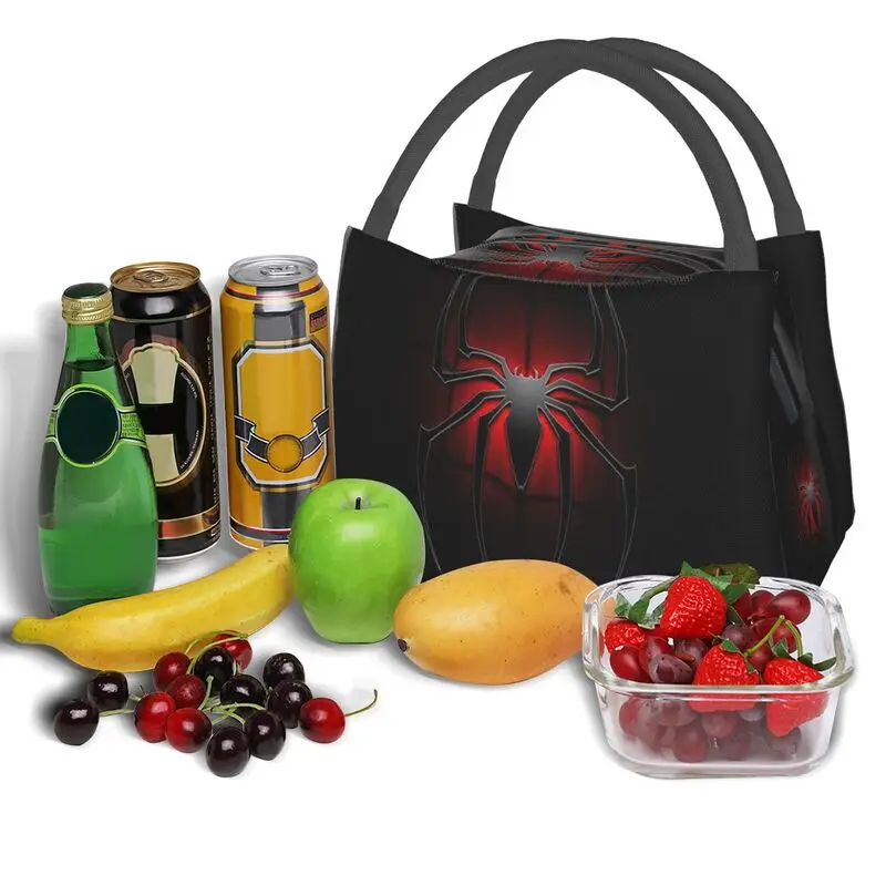 Классическая красная паутинная термоизолированная сумка для ланча, женская сумка для ланча на Хэллоуин, Многофункциональная коробка для еды для работы и путешествий