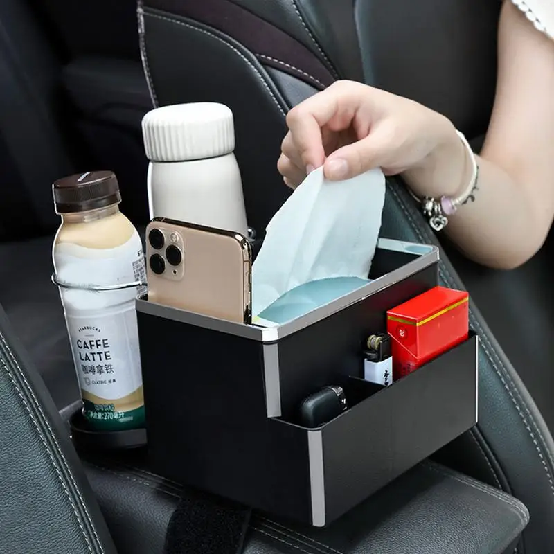 Многофункциональный держатель салфеток для автомобиля, Универсальные коробки для салфеток с 2 Складными подстаканниками, Футляр для питьевой салфетки, Дозатор салфеток для