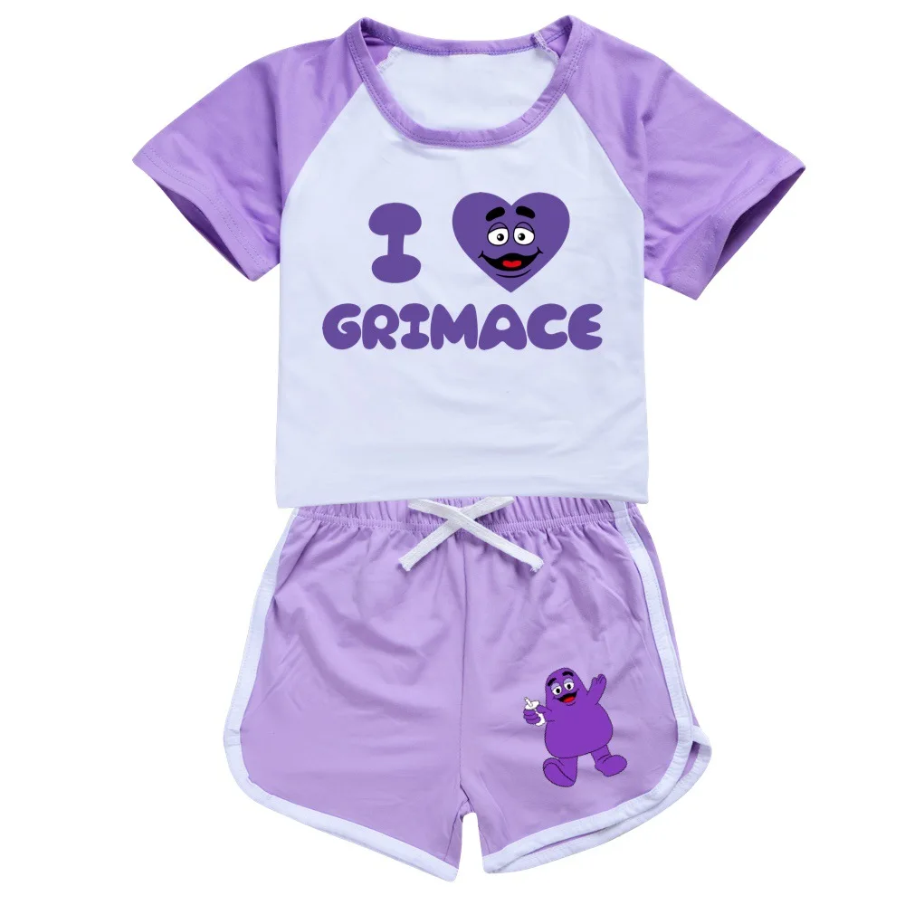 Гримаса Встряхивания, детская одежда, Летняя футболка для маленьких девочек, Комплект брюк, Повседневные короткие топы для мальчиков, костюм, пижама для малышей, одежда