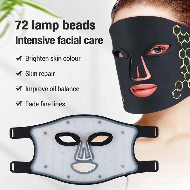 Светодиодная Фотонная маска для красоты, инструмент для омоложения IPL, Осветляет Мелкие морщины, придает коже более яркий тон, Приятен на ощупь