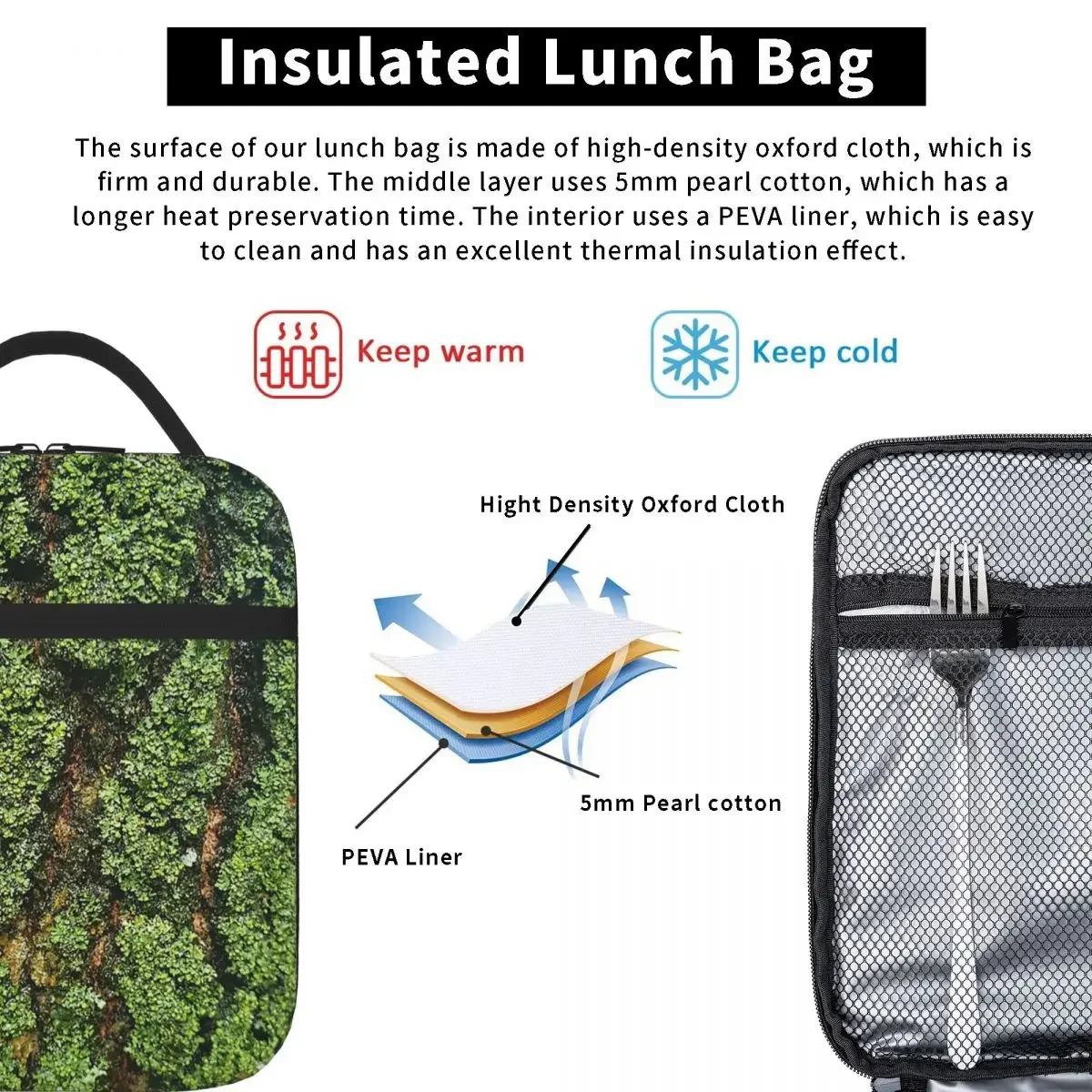 Камуфляжные сумки для ланча из зеленой коры дерева, изолированная сумка для ланча, переносная коробка для бенто, герметичные сумки для пикника для женщин, студенток, школ