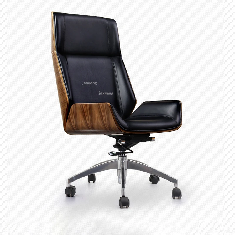 Деревянные офисные стулья с высокой спинкой, Кожаное компьютерное кресло для домашнего отдыха, мебель для спальни Nordic Luxury, Вращающееся игровое кресло