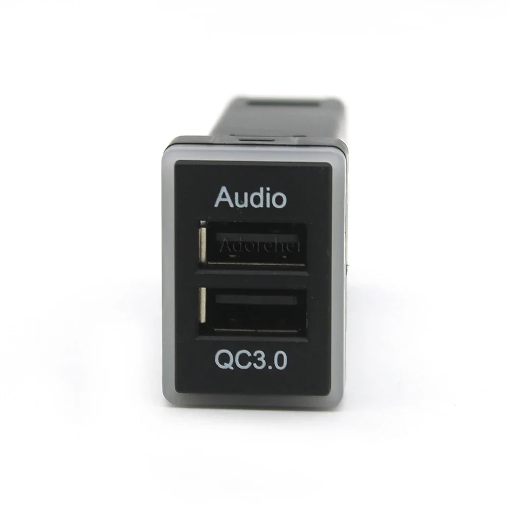 Быстрое автомобильное зарядное устройство Blue Light Audio QC3.0 Интерфейс USB с двумя разъемами Адаптер питания для Toyota