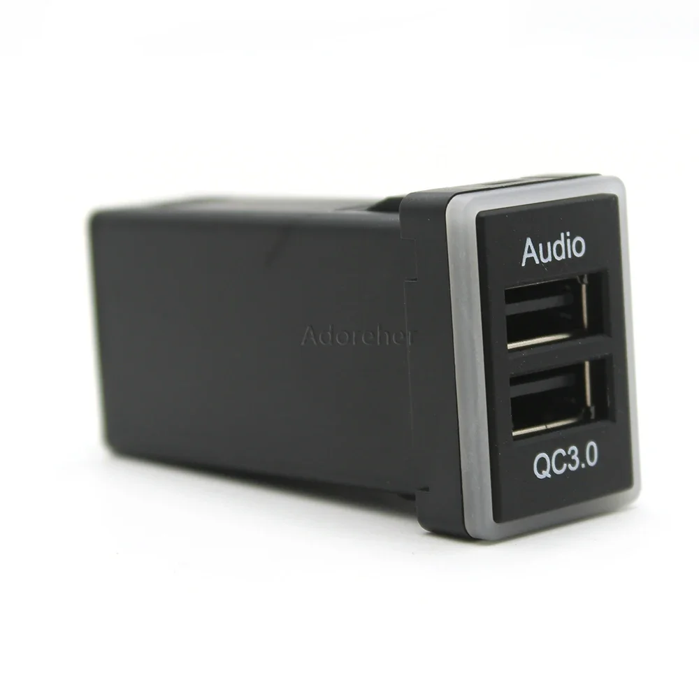 Быстрое автомобильное зарядное устройство Blue Light Audio QC3.0 Интерфейс USB с двумя разъемами Адаптер питания для Toyota