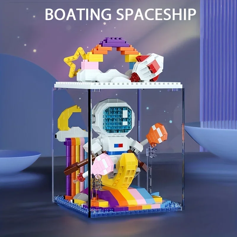 Игрушки-конструкторы серии Spaceman Astronaut с прозрачным оформлением в виде коробки, мини-сборочные кирпичики, детские Рождественские подарки
